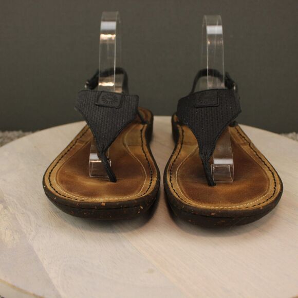 UGG Sefina Leather Thong Sandals Womens 8 Black Slingback - Picture 3 of 9